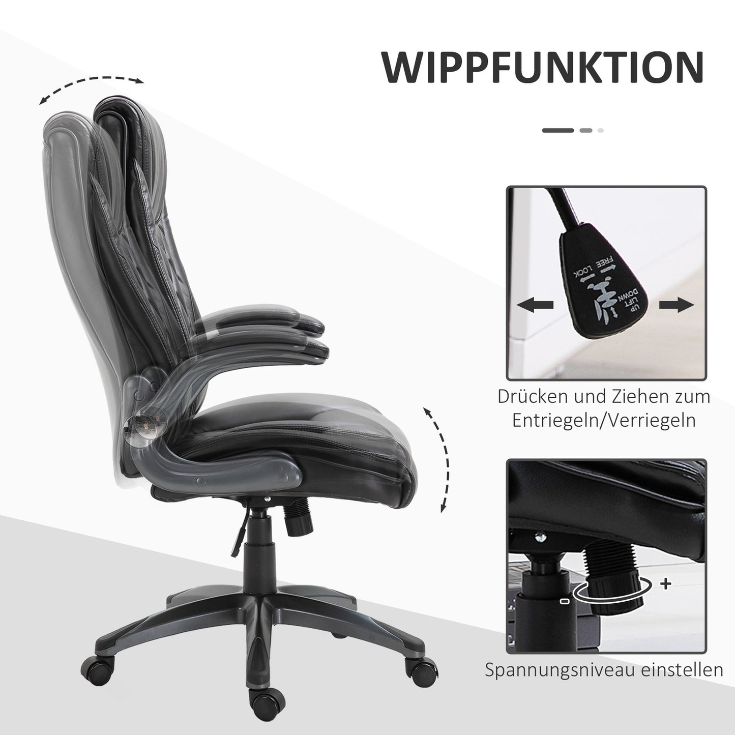 Ergonomic office chair, swivel - adjustable height, black
