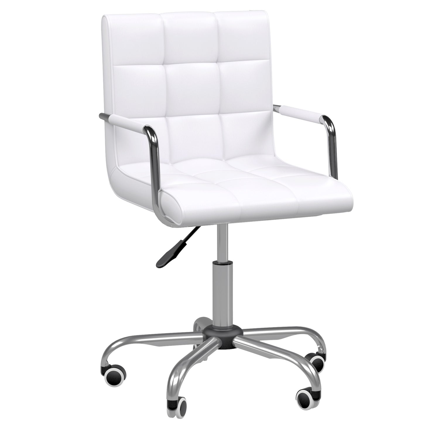 White adjustable office chair - swivel, metal base, PU leather