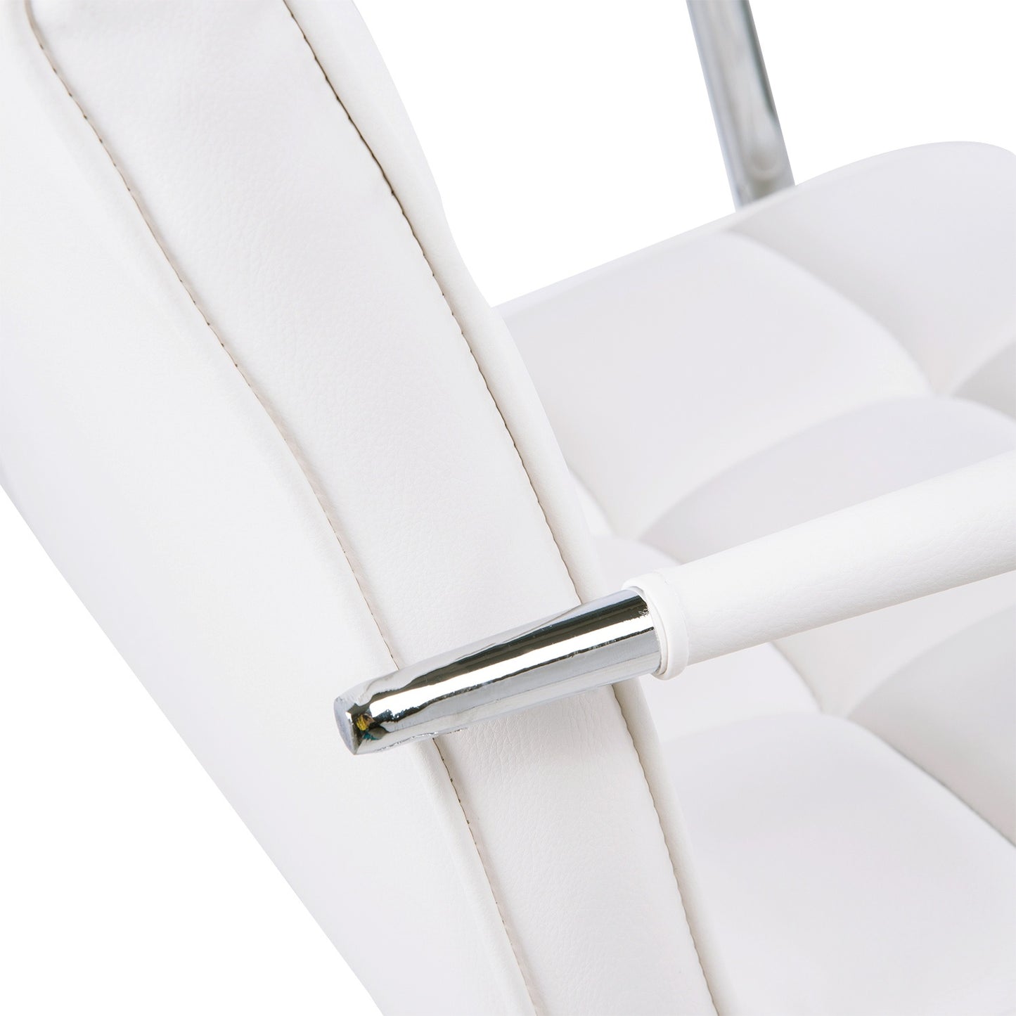 White adjustable office chair - swivel, metal base, PU leather