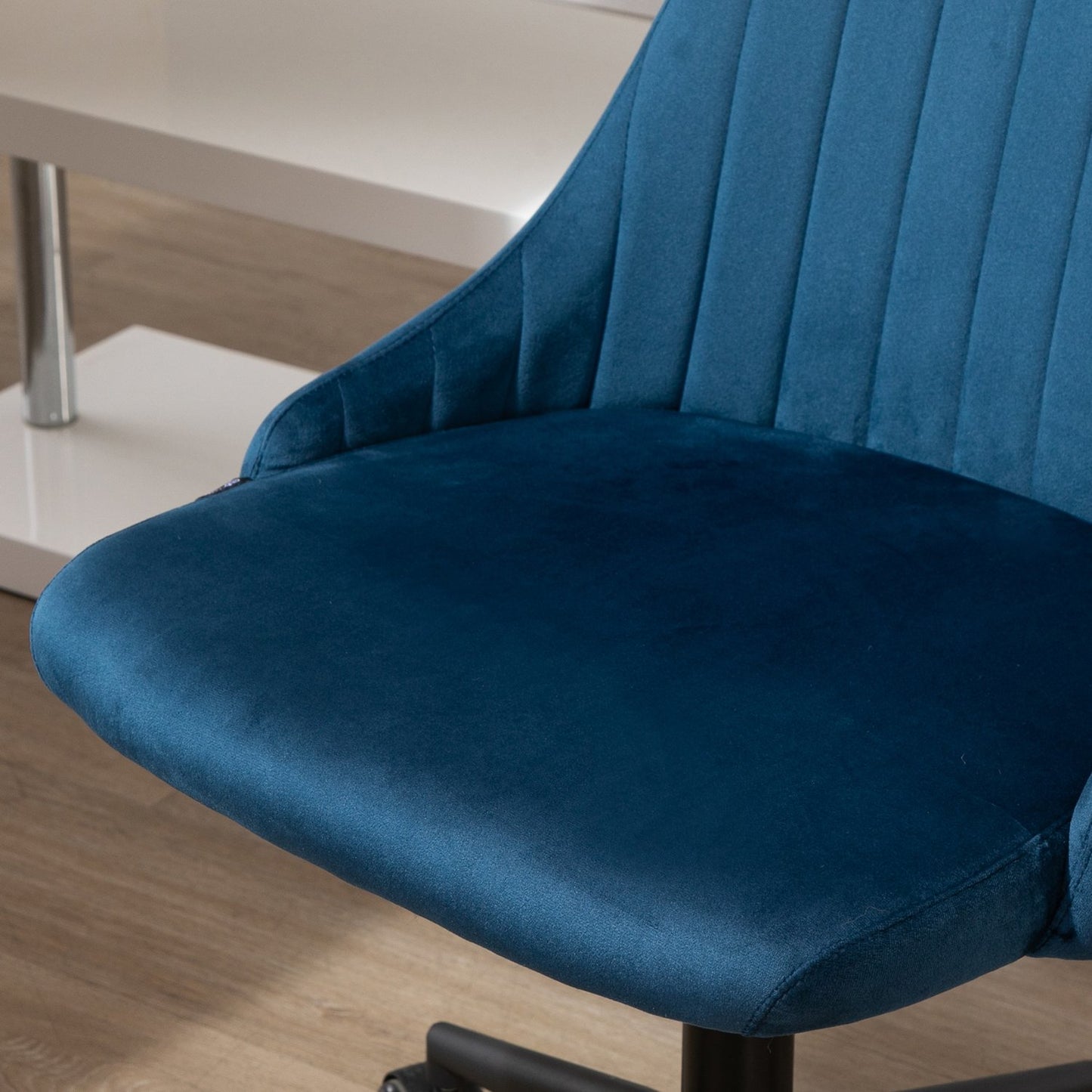 Ergonomic swivel desk chair, adjustable velvet blue