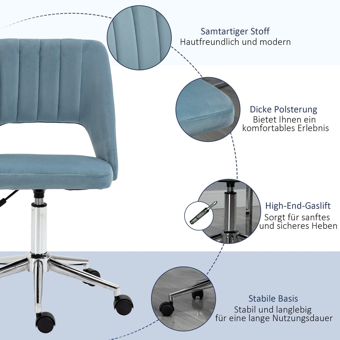 Height-adjustable office chair - 360° swiveling foam seat
