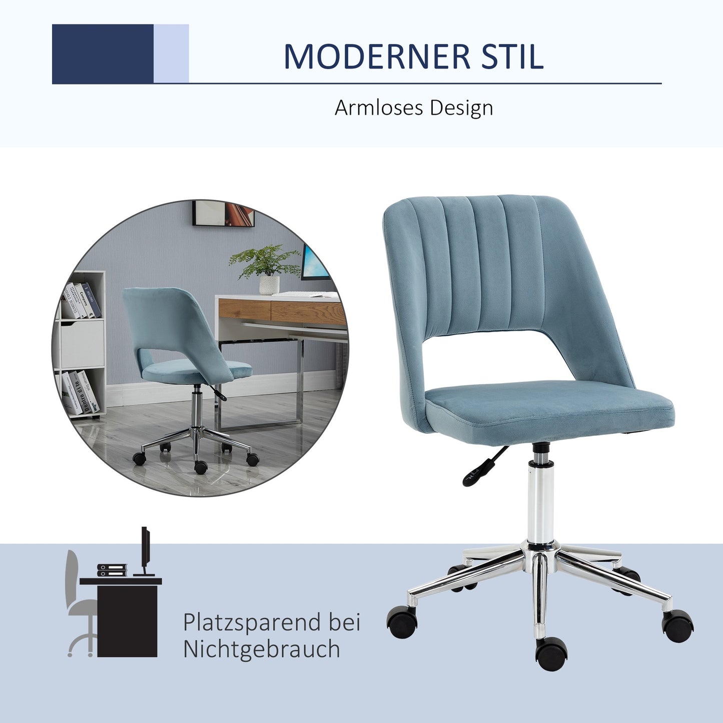 Height-adjustable office chair - 360° swiveling foam seat