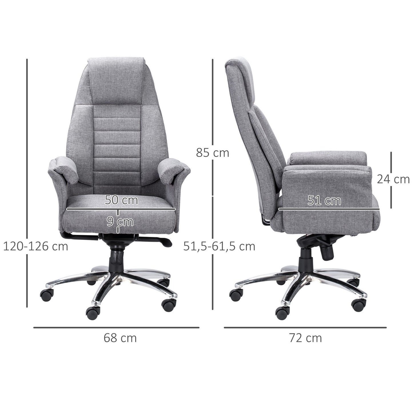 Ergonomic swivel office chair, adjustable armrests, light grey