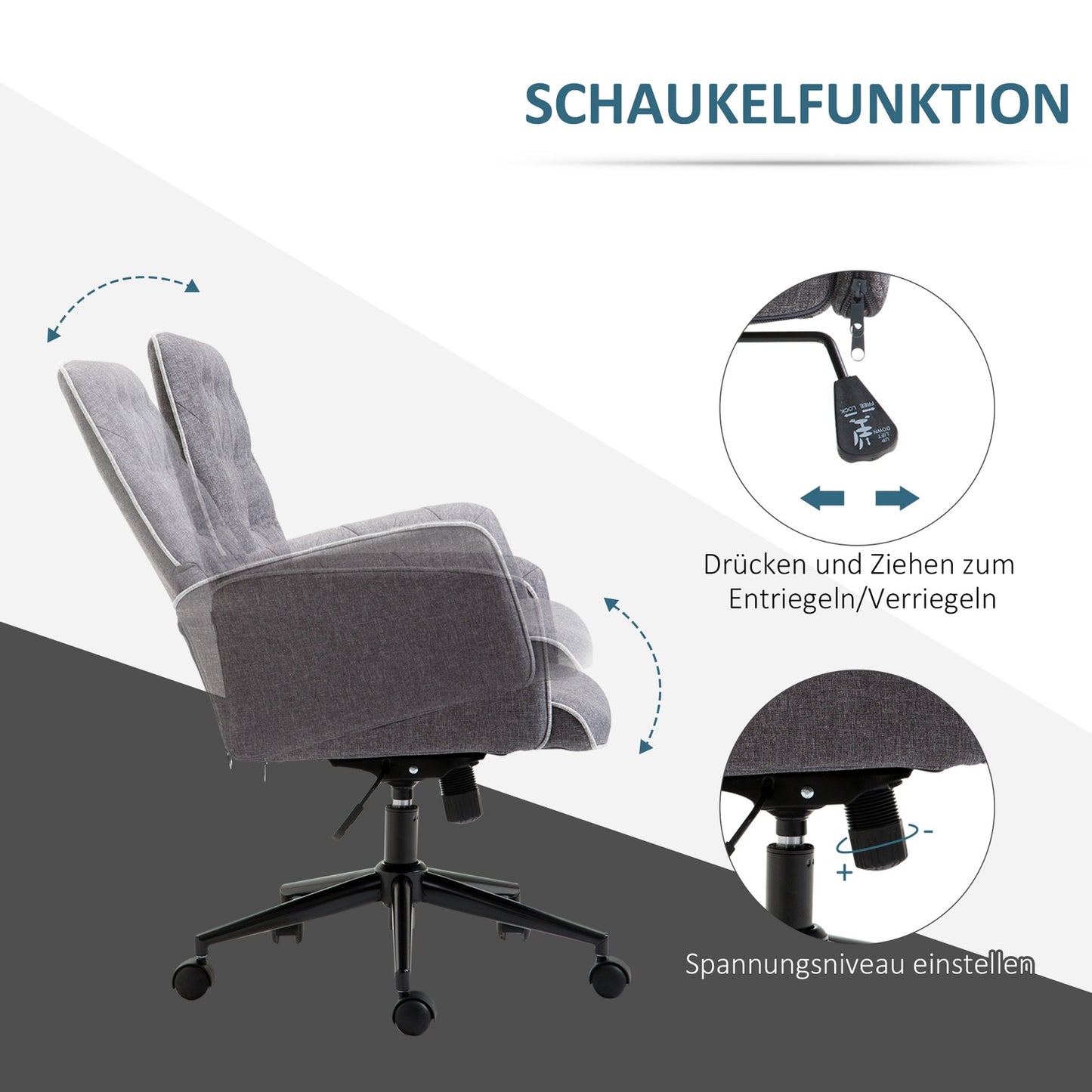 Ergonomic office chair, height adjustable, swivel function