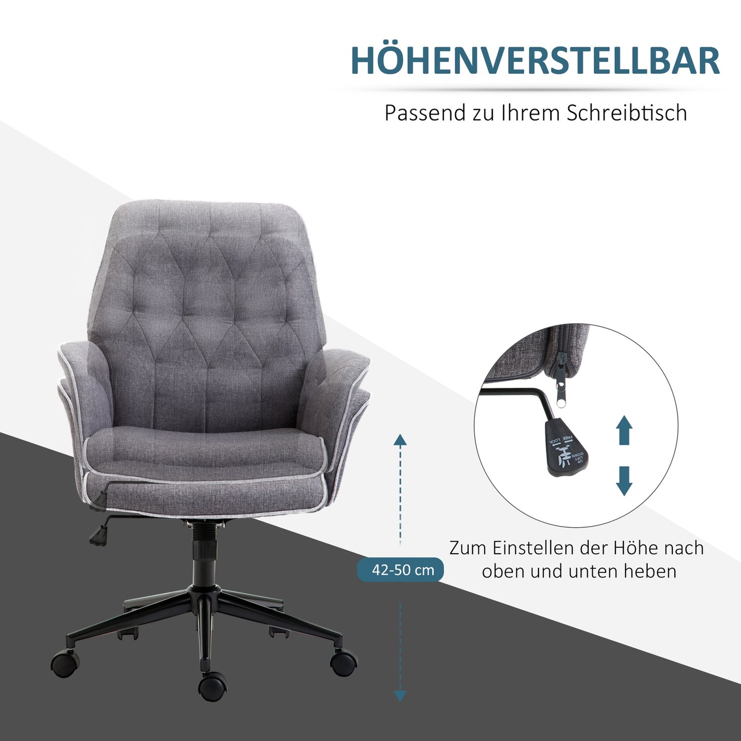 Ergonomic office chair, height adjustable, swivel function