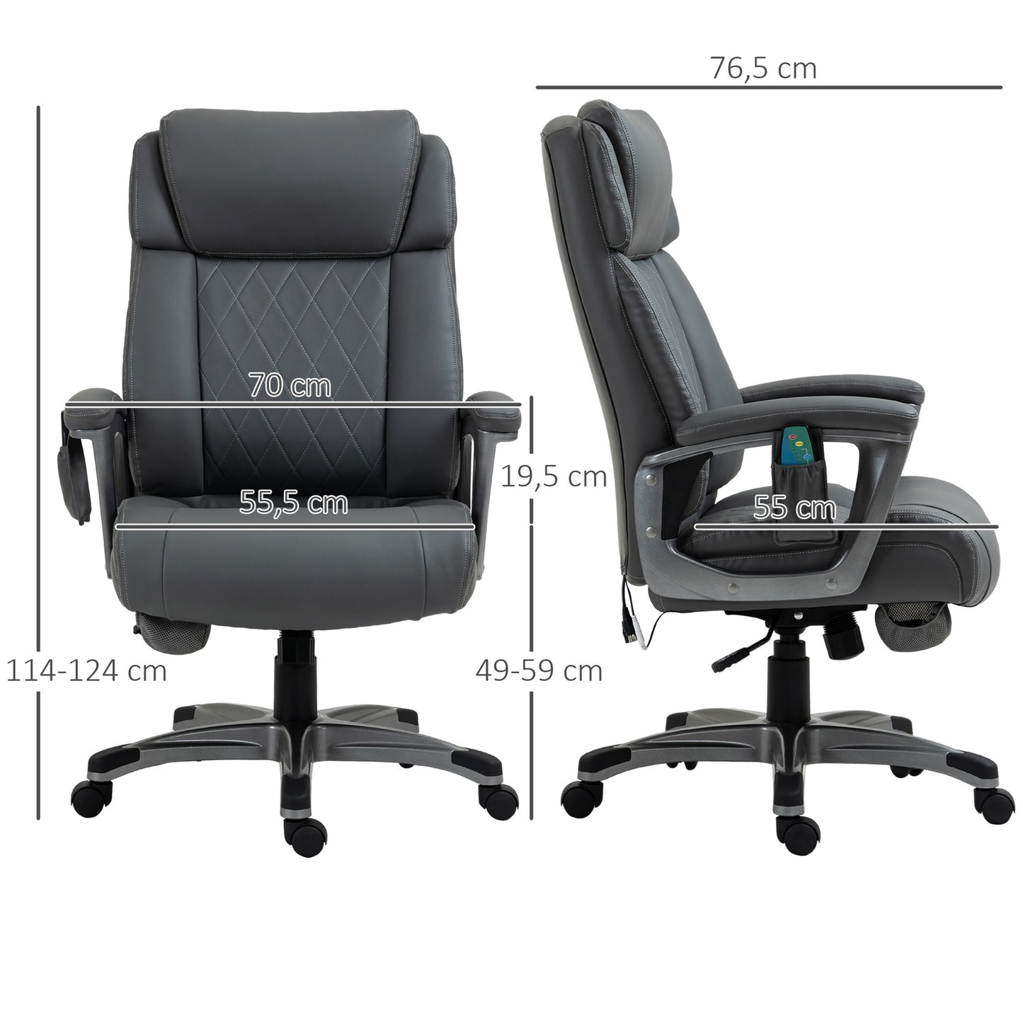 Ergonomic office chair in gray artificial leather with massage
