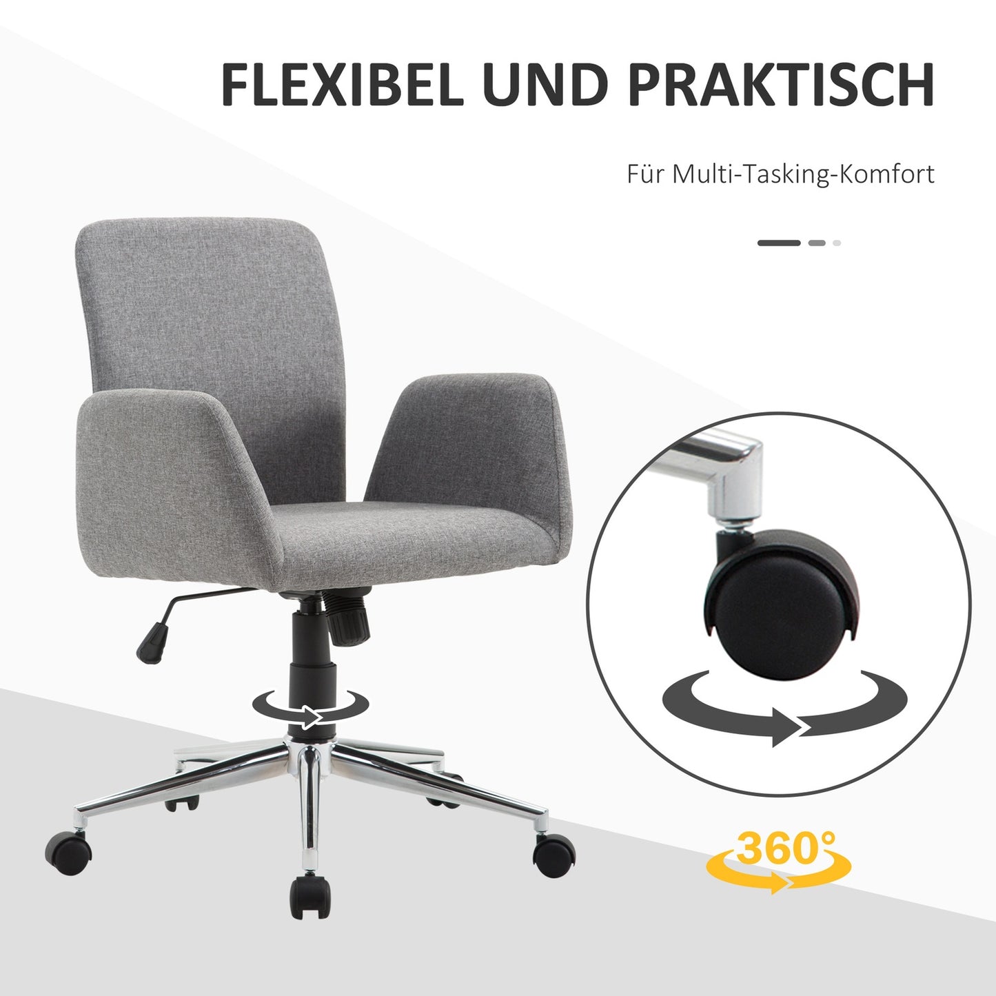 Office swivel chair, reclining and height adjustable, Nordic style