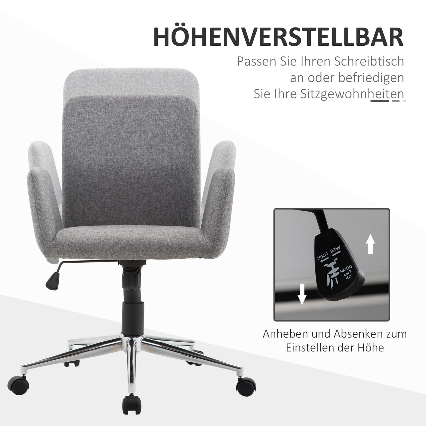 Office swivel chair, reclining and height adjustable, Nordic style