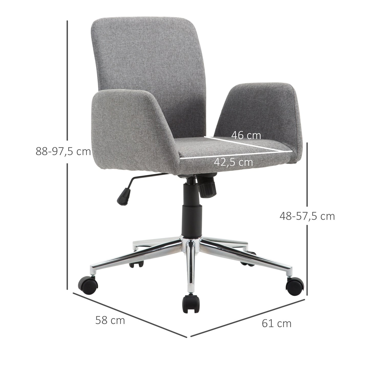 Office swivel chair, reclining and height adjustable, Nordic style