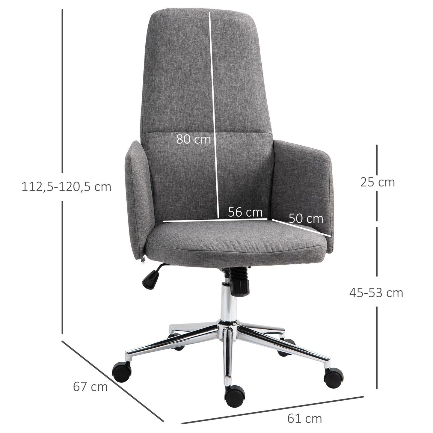 Ergonomic gray office chair, rotatable & adjustable height