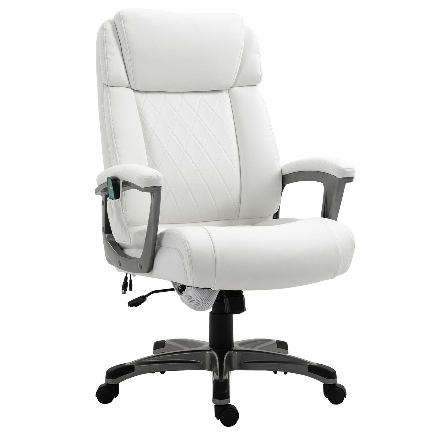 Ergonomic swivel office chair, massage, synthetic leather, white