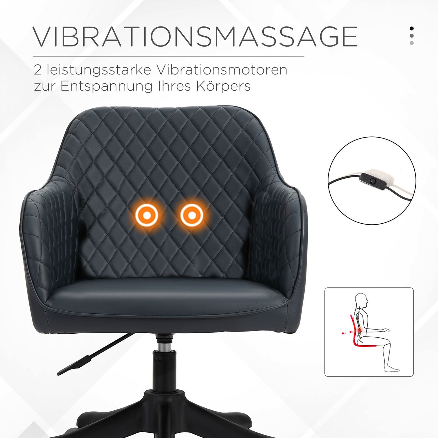Office chair with massage, vibration, lumbar support, anthracite
