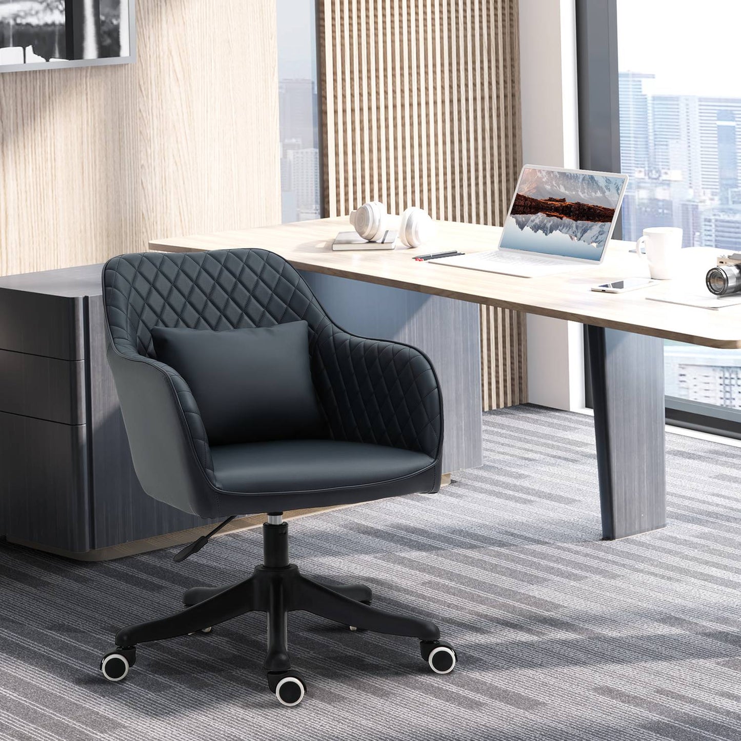 Office chair with massage, vibration, lumbar support, anthracite