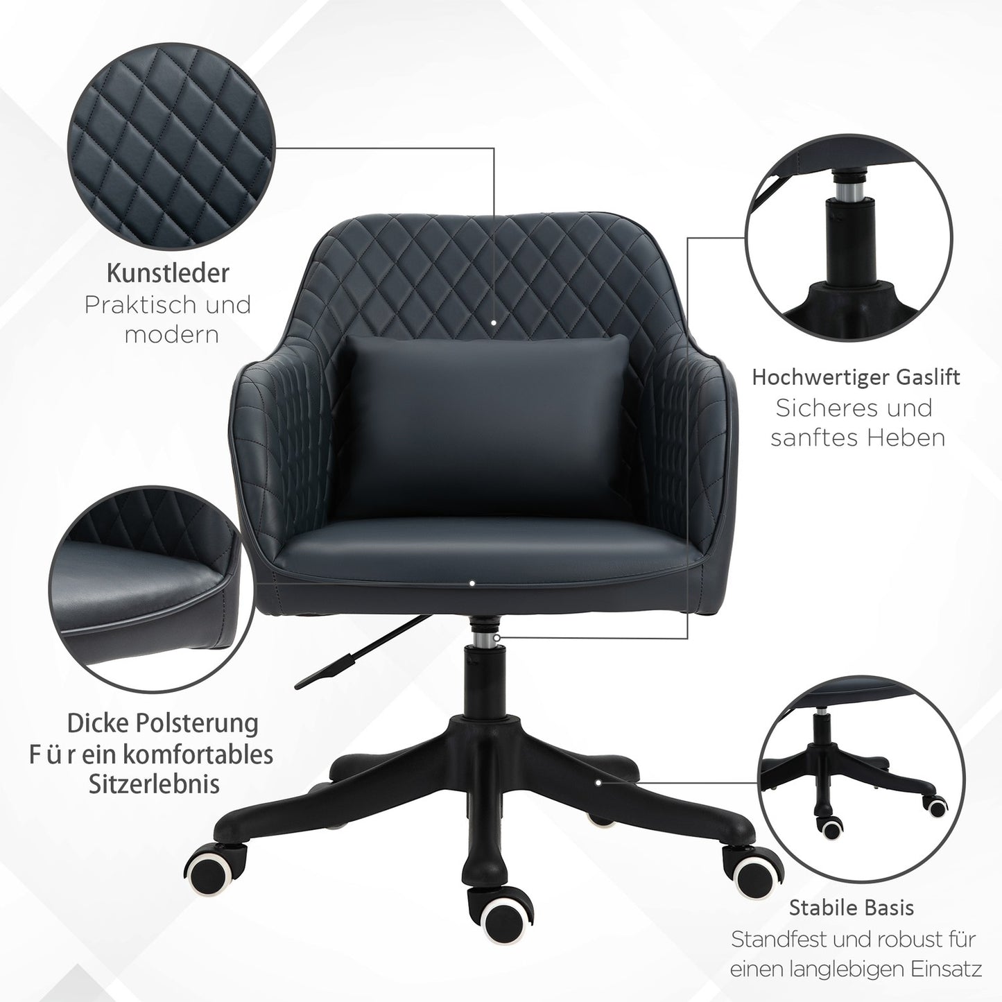 Office chair with massage, vibration, lumbar support, anthracite