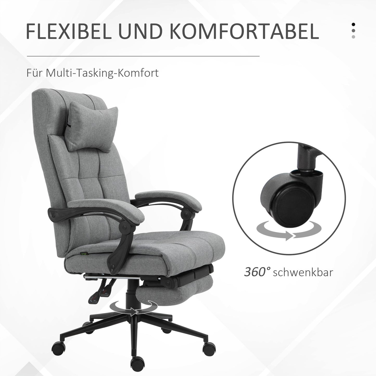 Office chair with cushion armrest, adjustable and rotatable