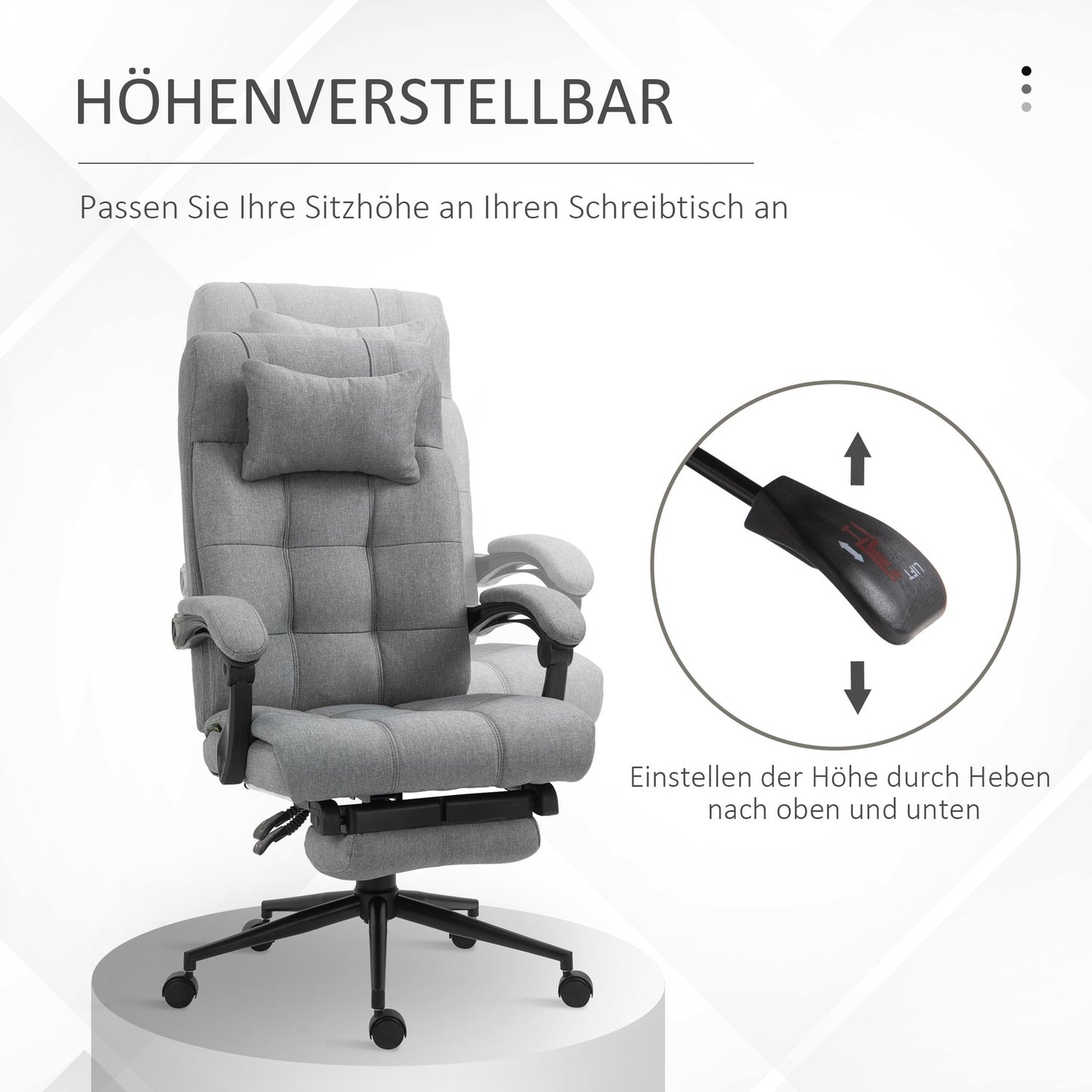Office chair with cushion armrest, adjustable and rotatable