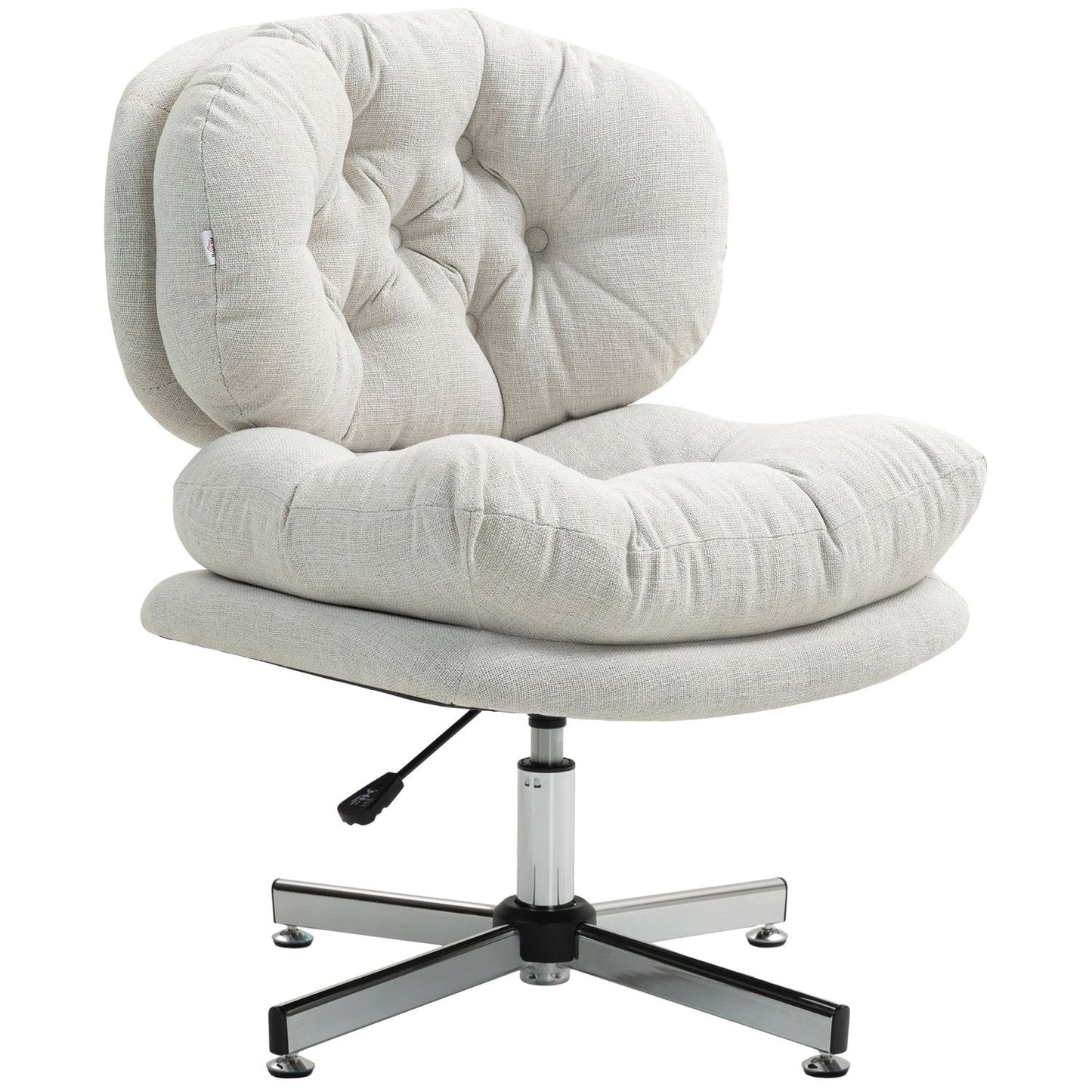 Office Chair Without Armrests, Adjustable Height, Cream White