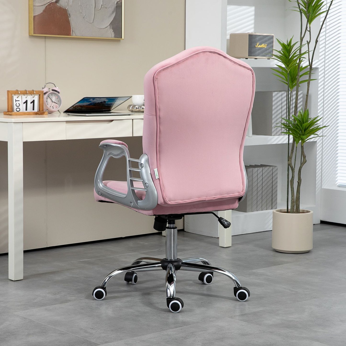 Ergonomic pink office chair for women, height adjustable