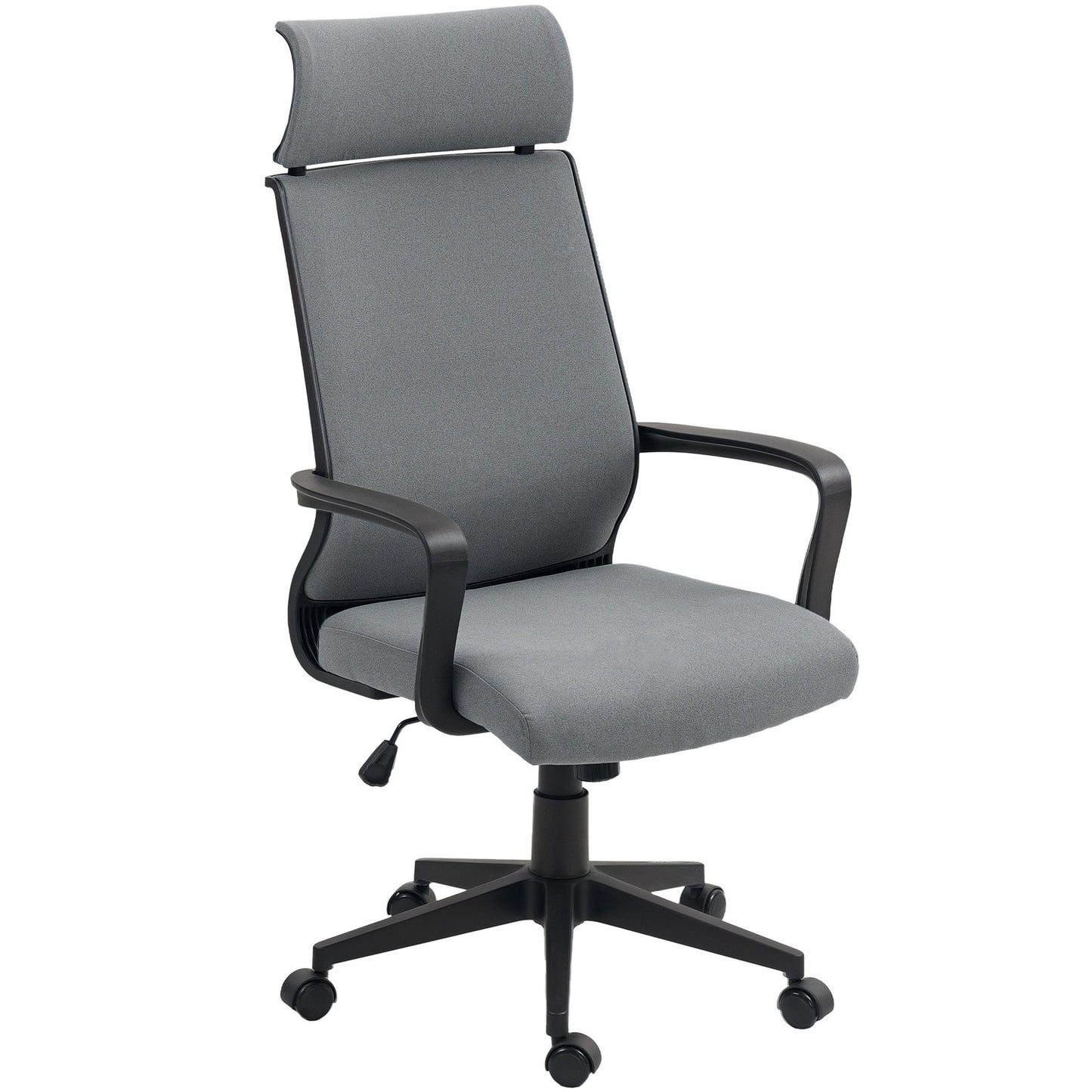 Office Chair with Adjustable Height, Wheels, Armrests, Grey