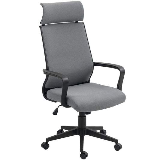 Office Chair with Adjustable Height, Wheels, Armrests, Grey