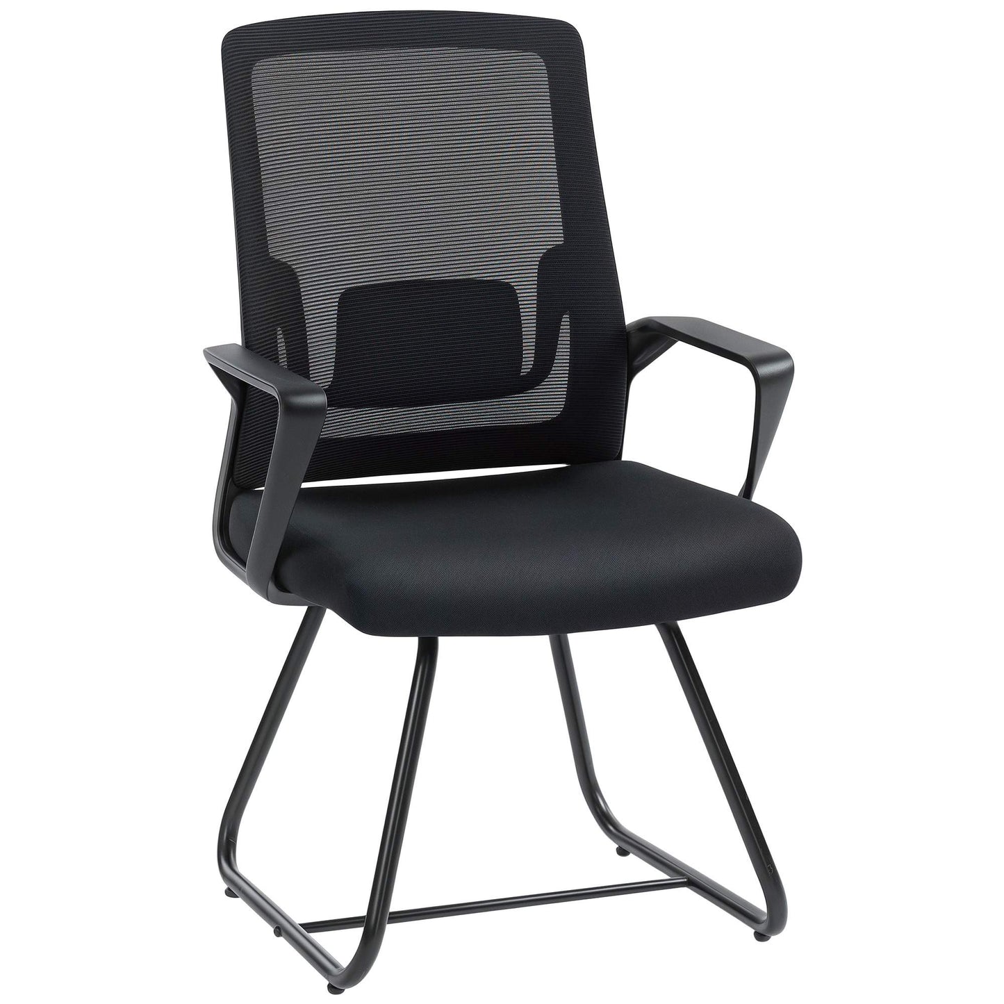 Office Chair with Armrests, Lumbar Support, Black Mesh