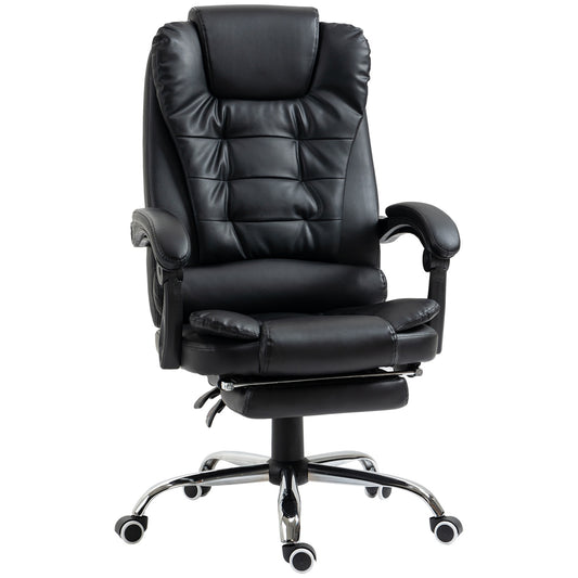 Office Chair with Footrest, Adjustable Backrest, Black