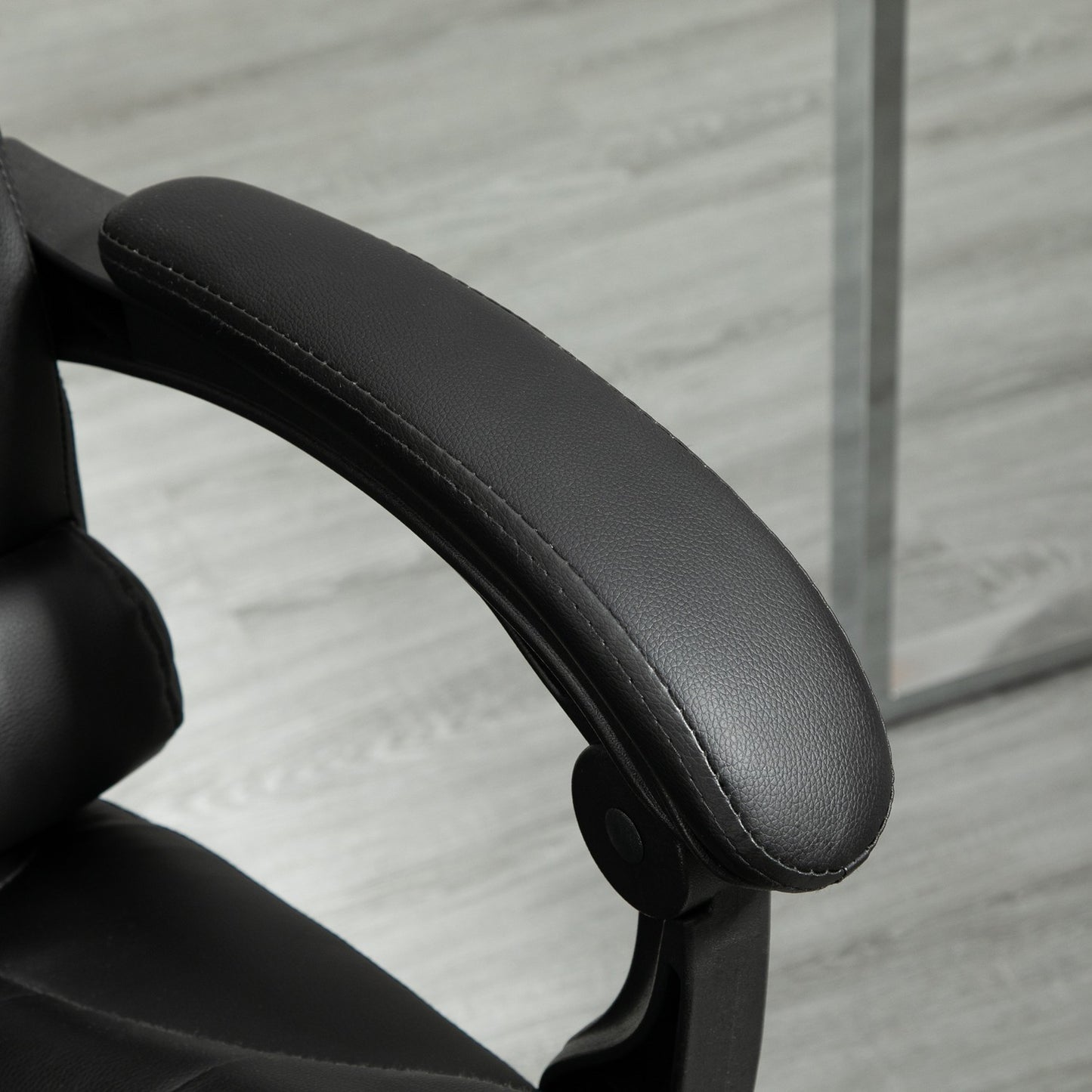 Office Chair with Footrest, Adjustable Backrest, Black