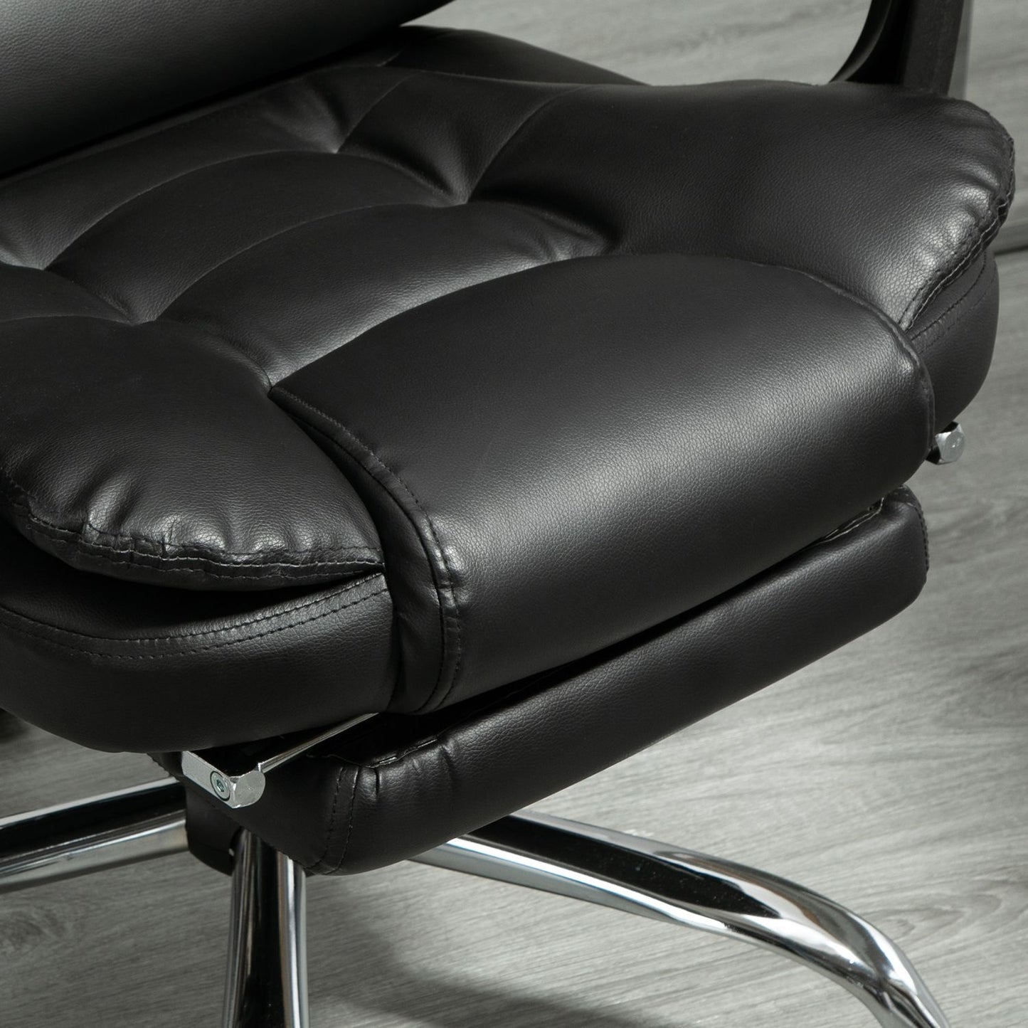 Office Chair with Footrest, Adjustable Backrest, Black