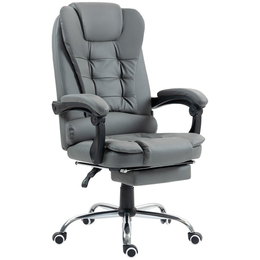 Office Chair with Footrest, Adjustable Backrest, Grey