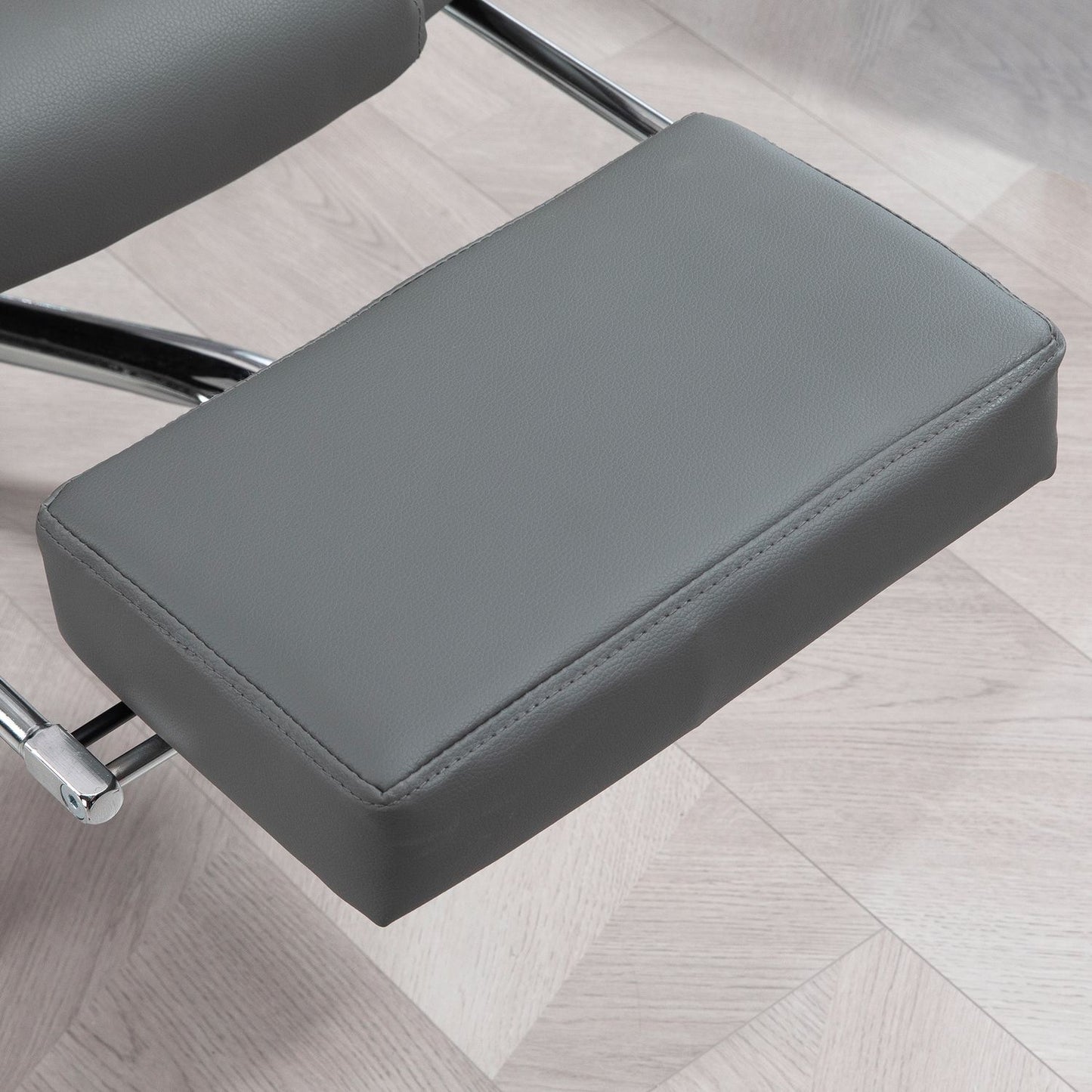 Office Chair with Footrest, Adjustable Backrest, Grey