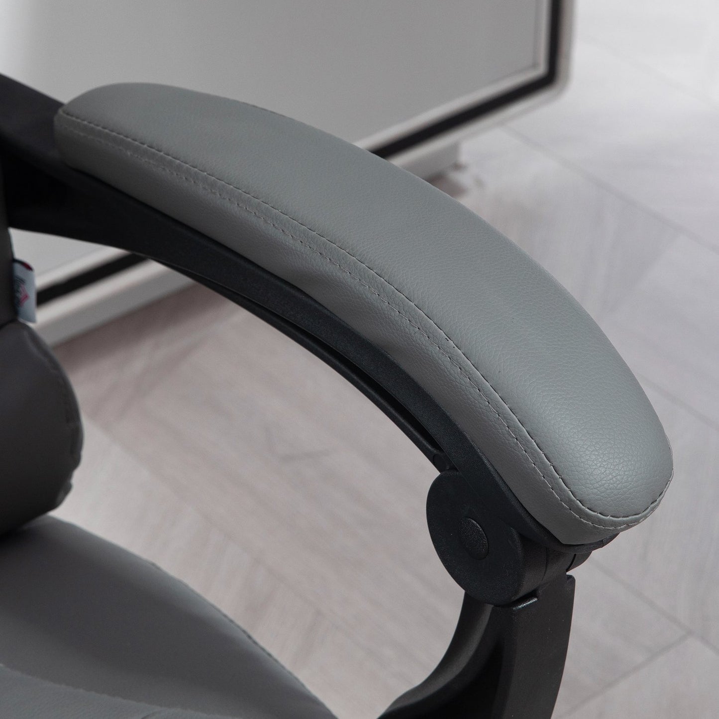 Office Chair with Footrest, Adjustable Backrest, Grey