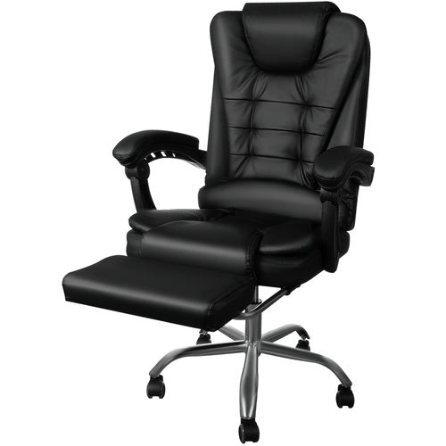 Office Chair with Footrest, Black, Adjustable Height