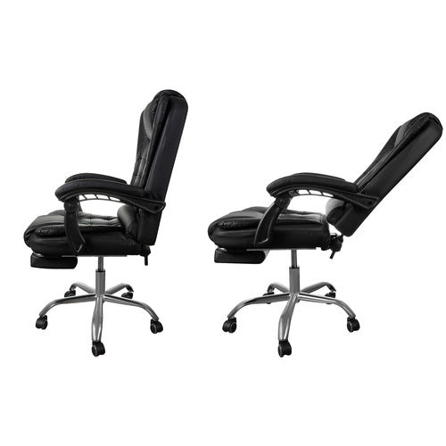 Office Chair with Footrest, Black, Adjustable Height