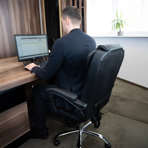 Office Chair with Footrest, Black, Adjustable Height