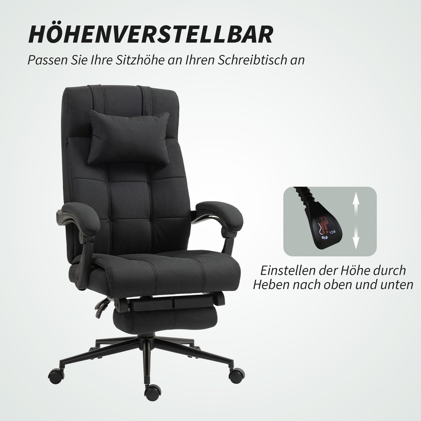 Office Chair with Footrest, Ergonomic Swivel Chair, Black
