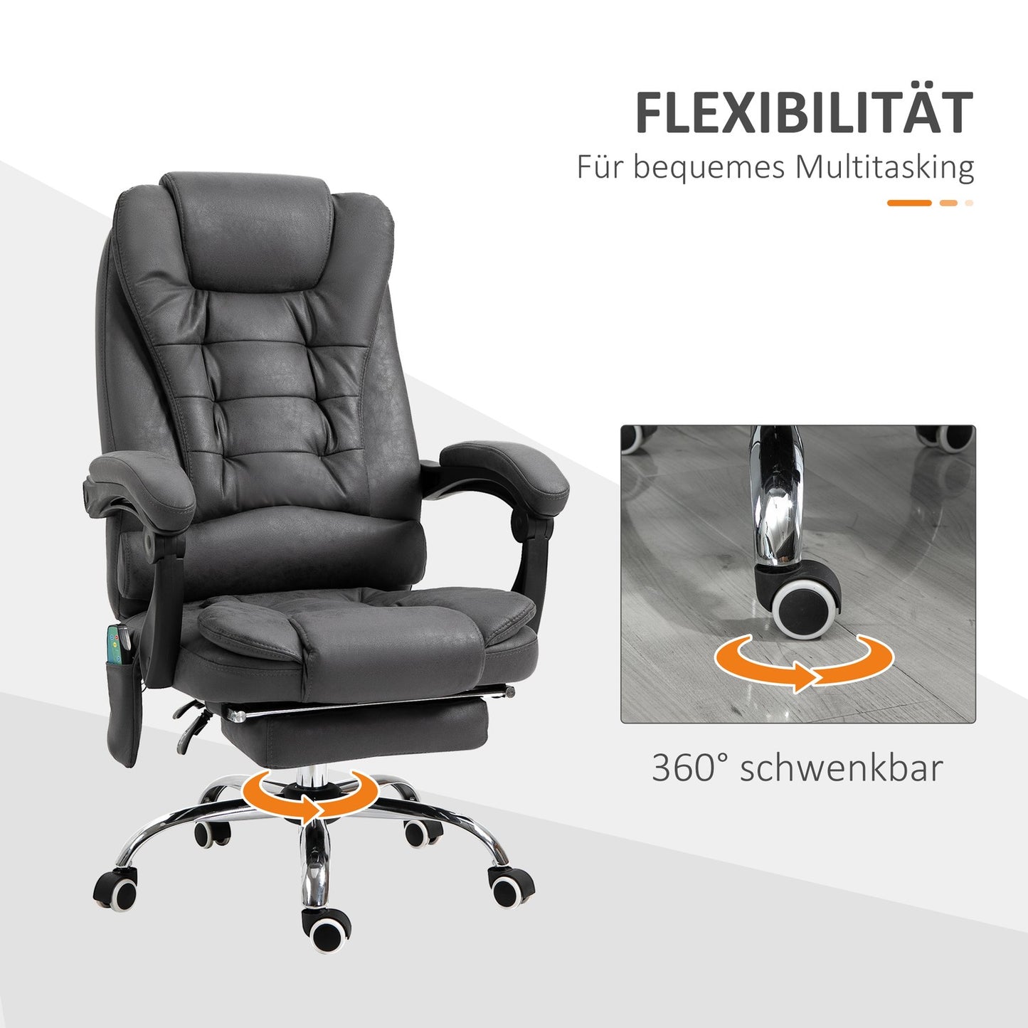 Ergonomic office chair with massage, heating & footrest