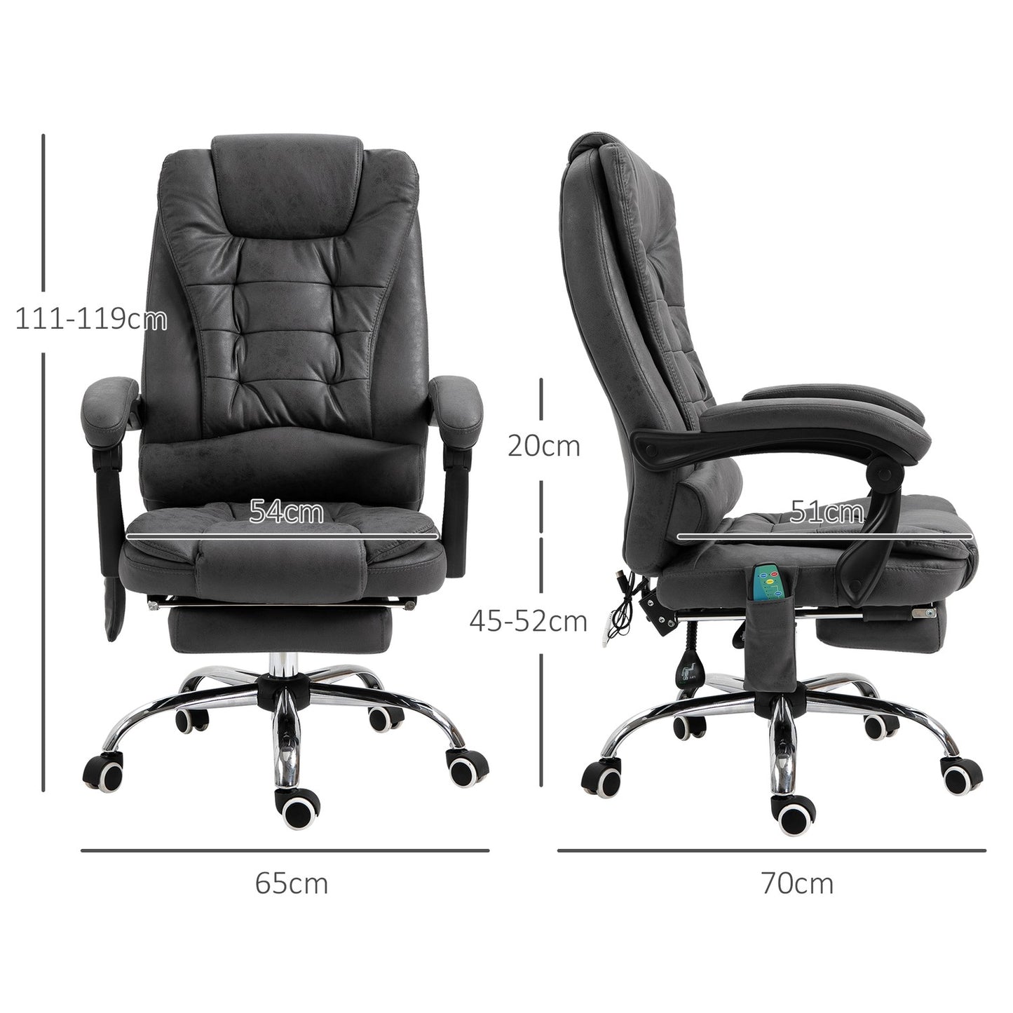 Ergonomic office chair with massage, heating & footrest