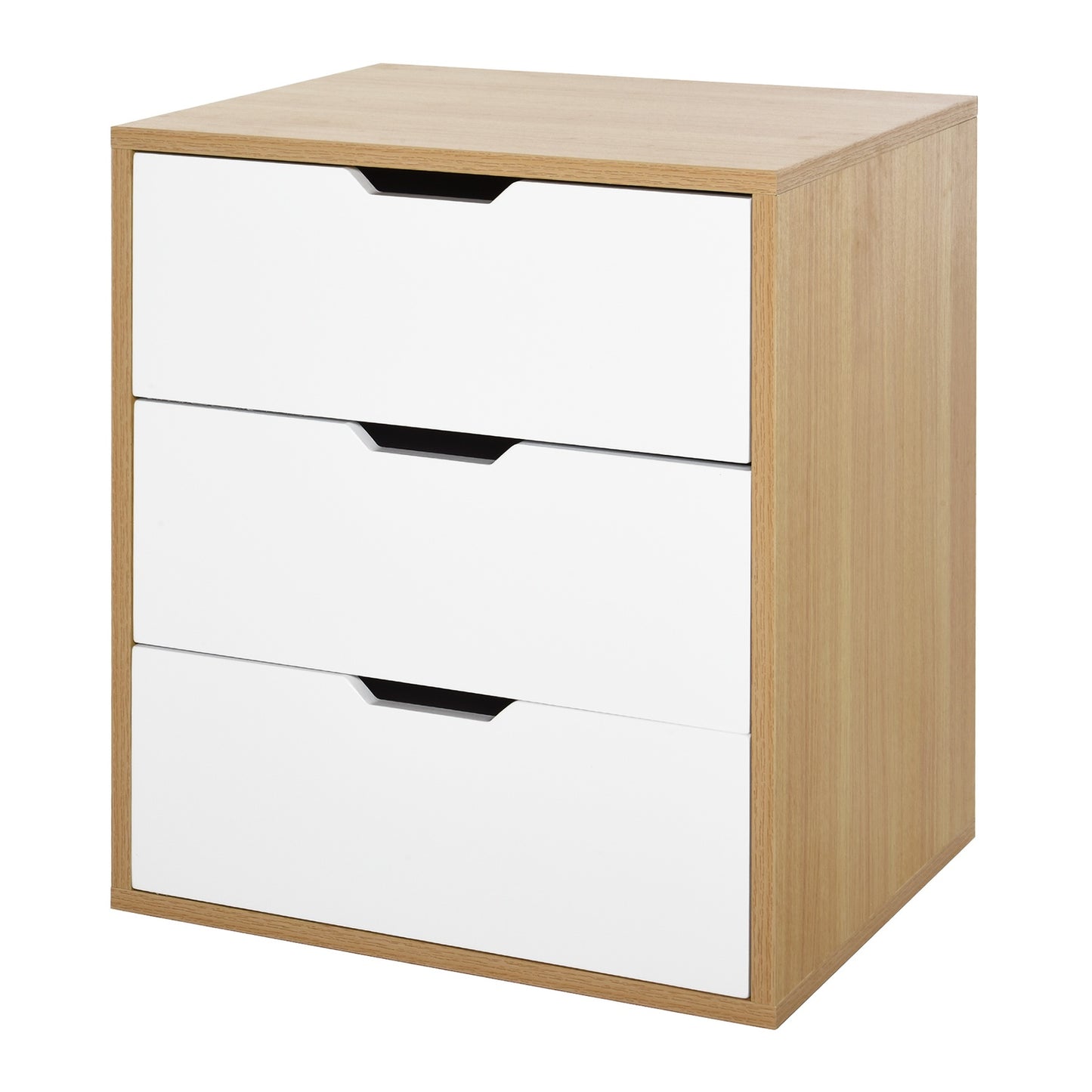 Office filing cabinet, 3 drawers, white/natural, 55x45x65.5 cm