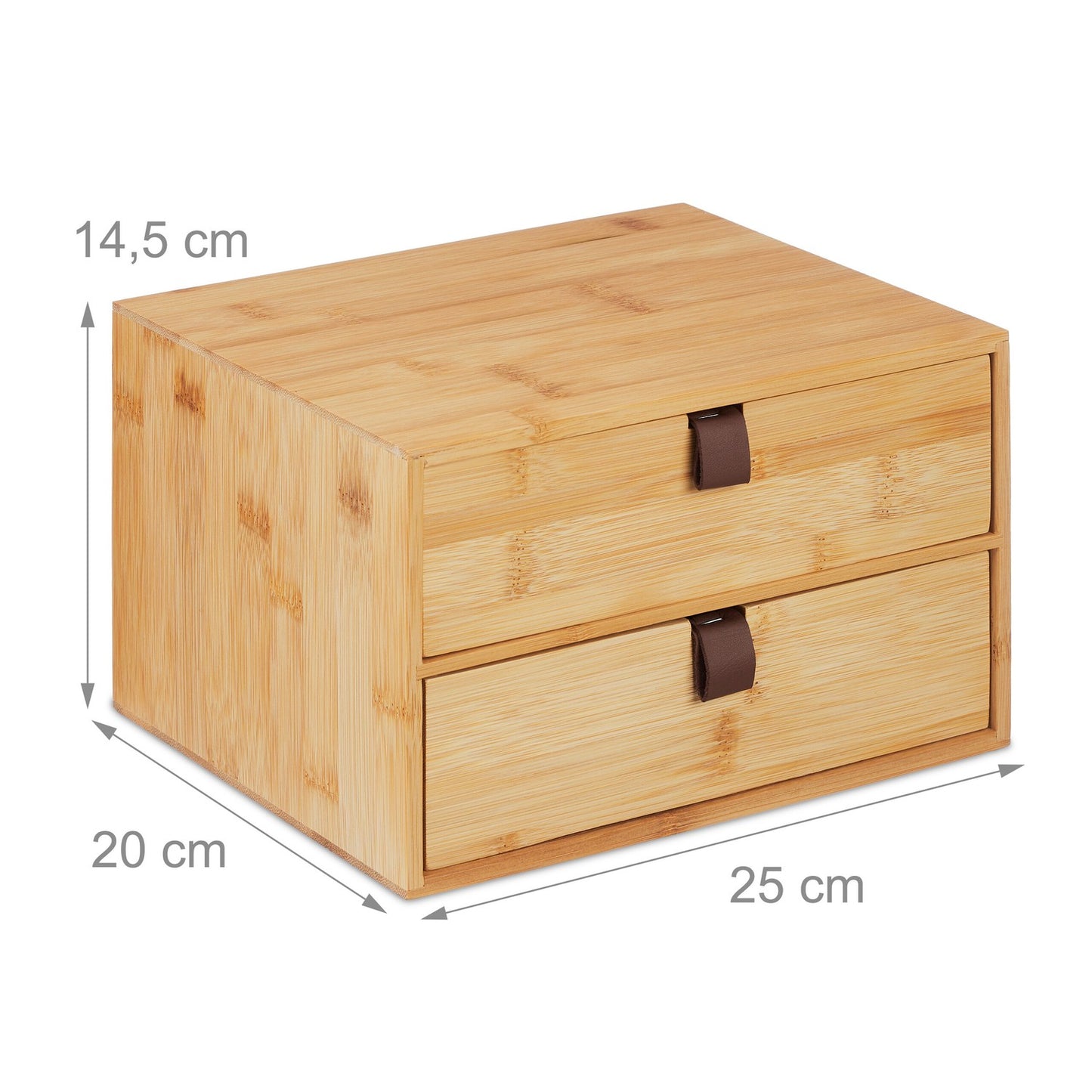 Office Desk Organiser, Bamboo, 2 Drawers