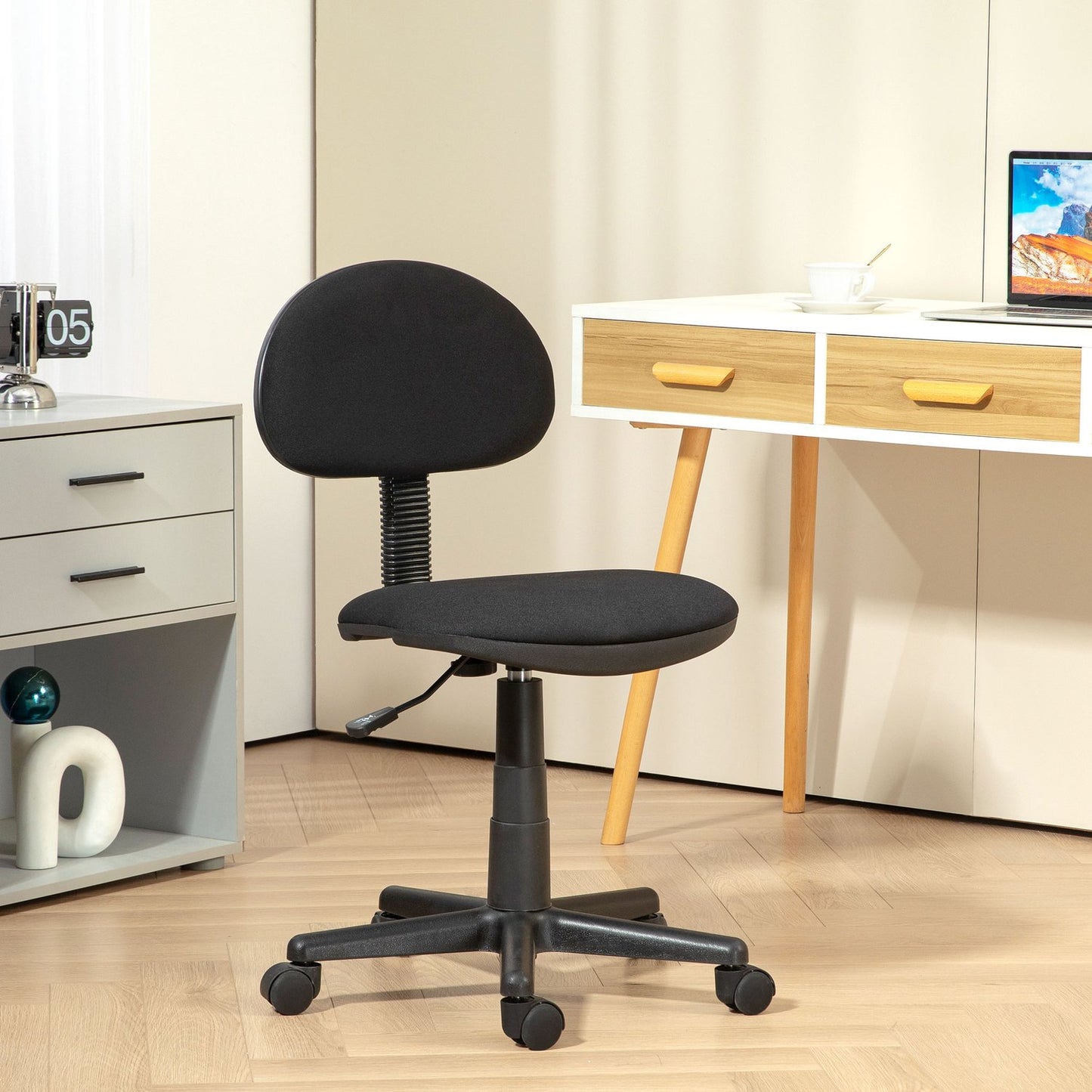 Office Chair, Low Back, Armless, Swivel, Black