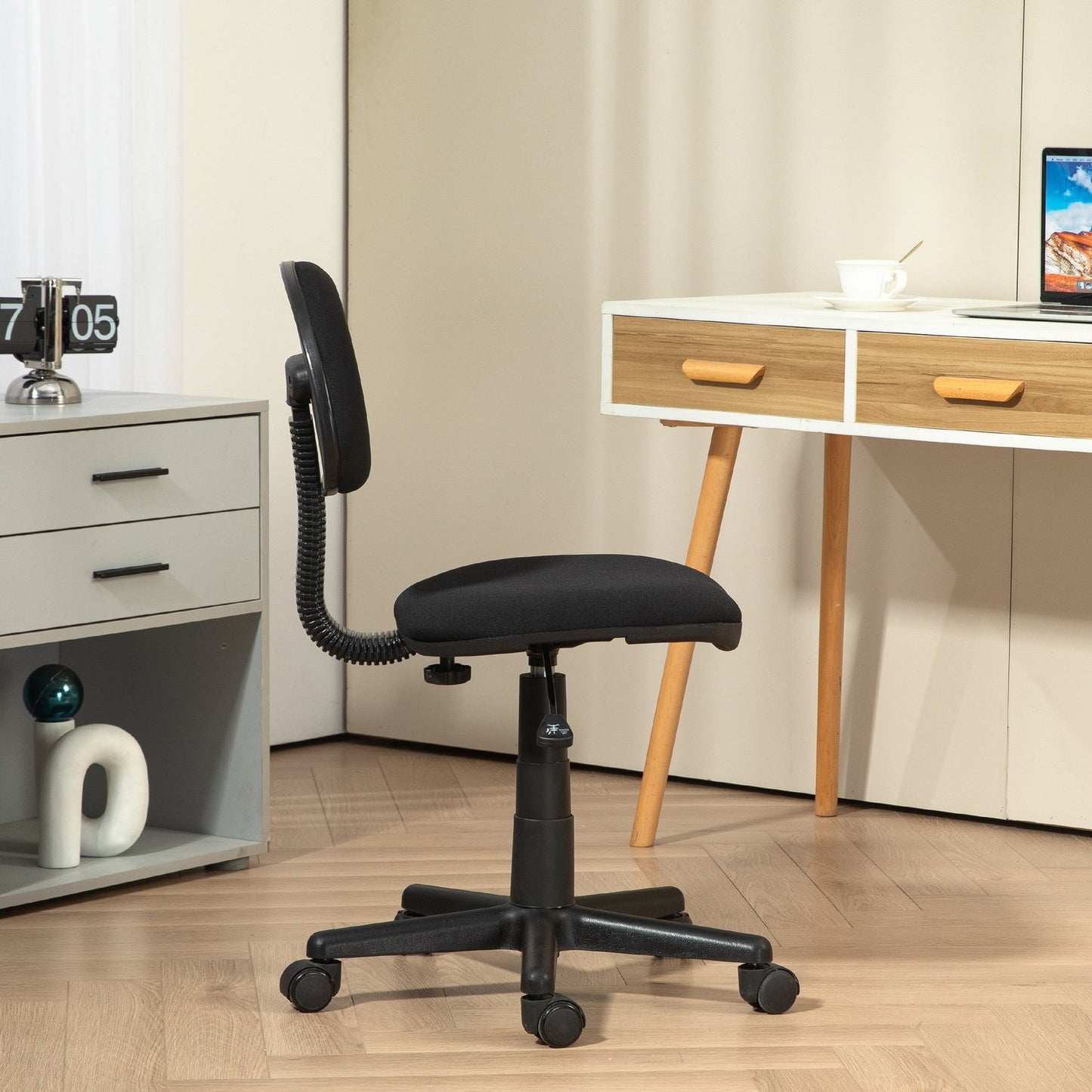 Office Chair, Low Back, Armless, Swivel, Black