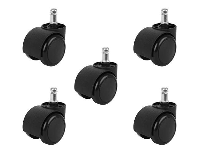 Office chair castors - 5 pcs - black