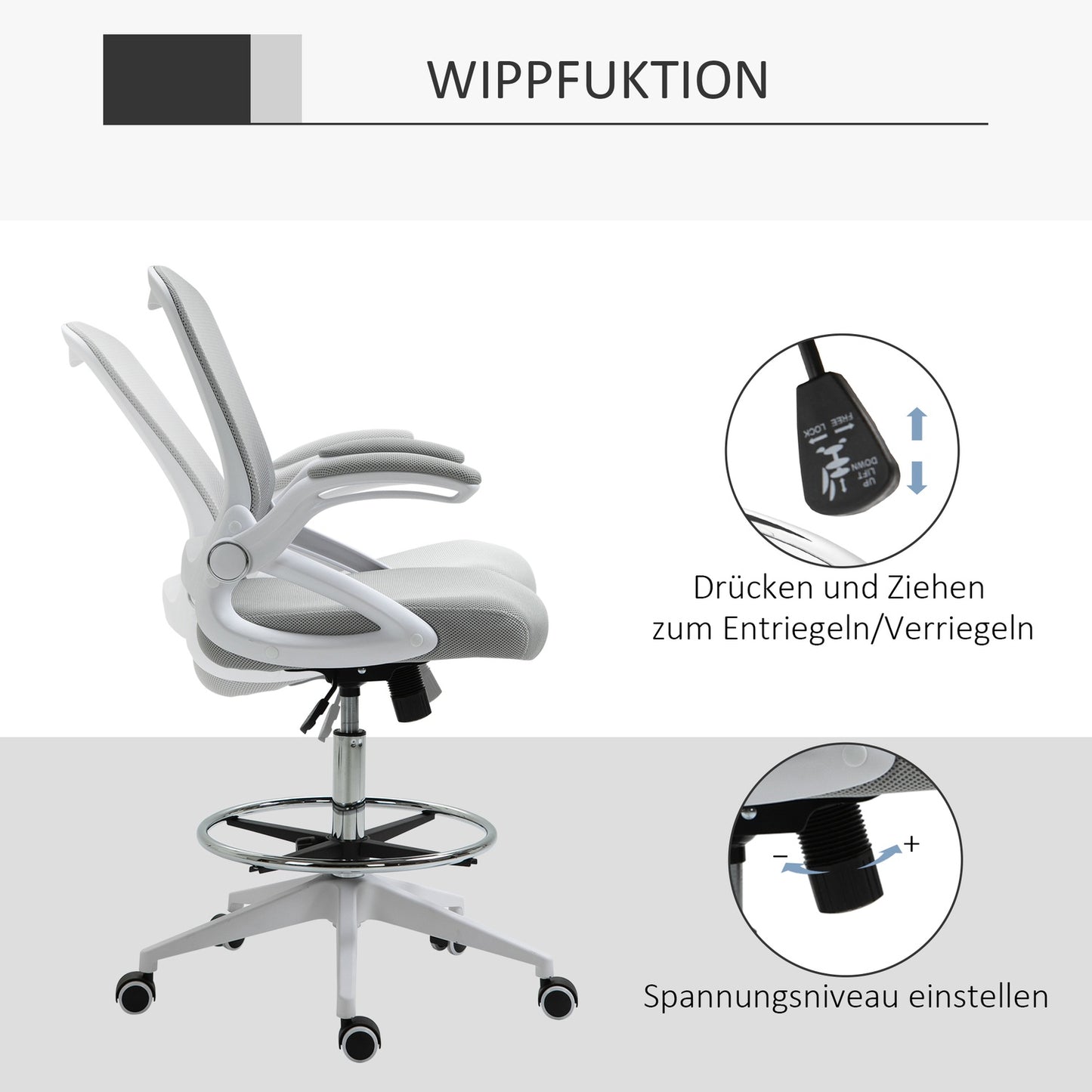 Ergonomic Office Chair, Mesh Back, Adjustable Height, Black