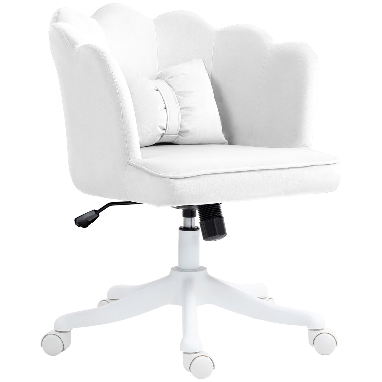 White Velvet-Look Swivel Office Chair with armrests