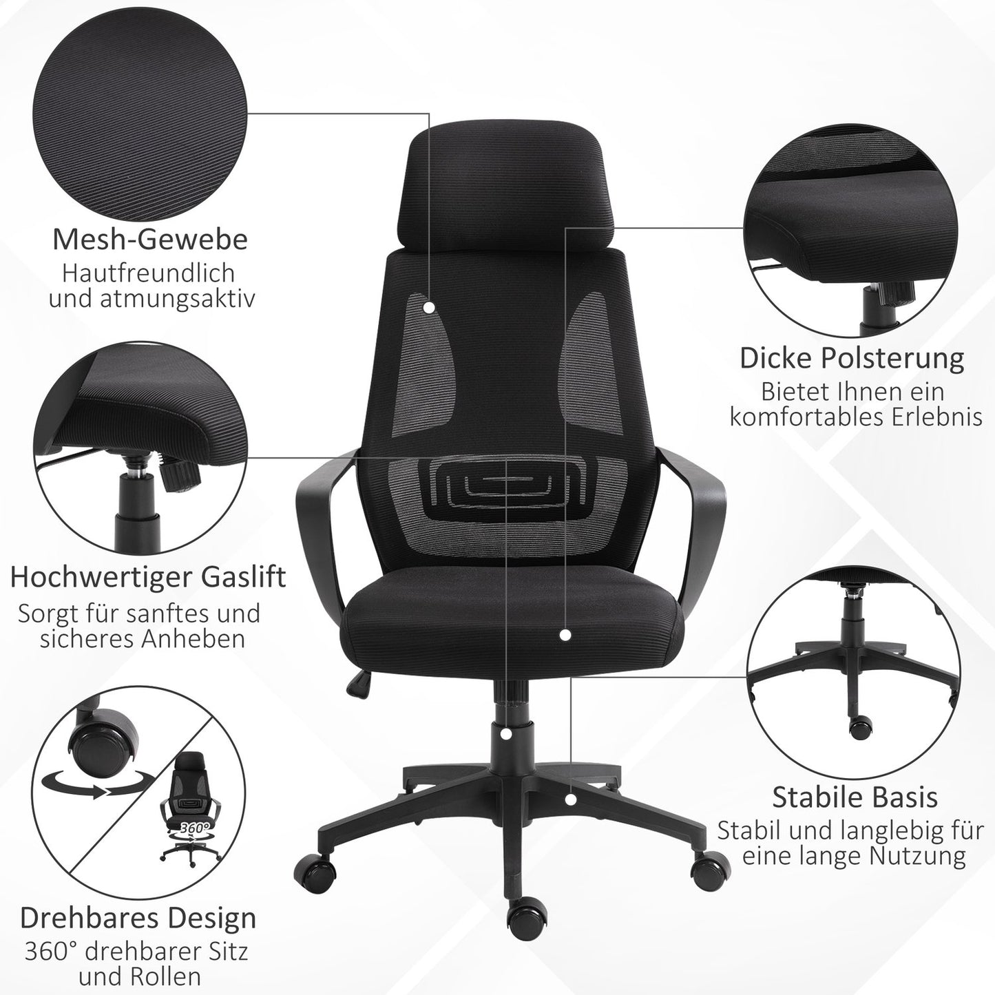 Ergonomic Office Chair, Adjustable Height, Lumbar Support