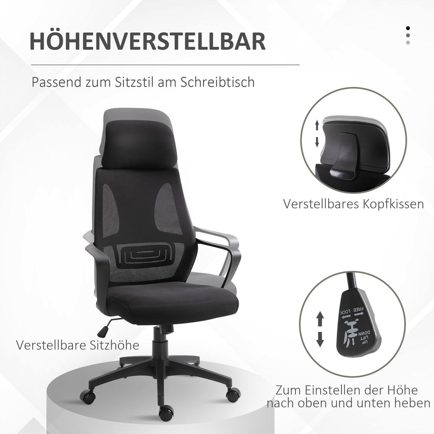 Ergonomic Office Chair, Adjustable Height, Lumbar Support