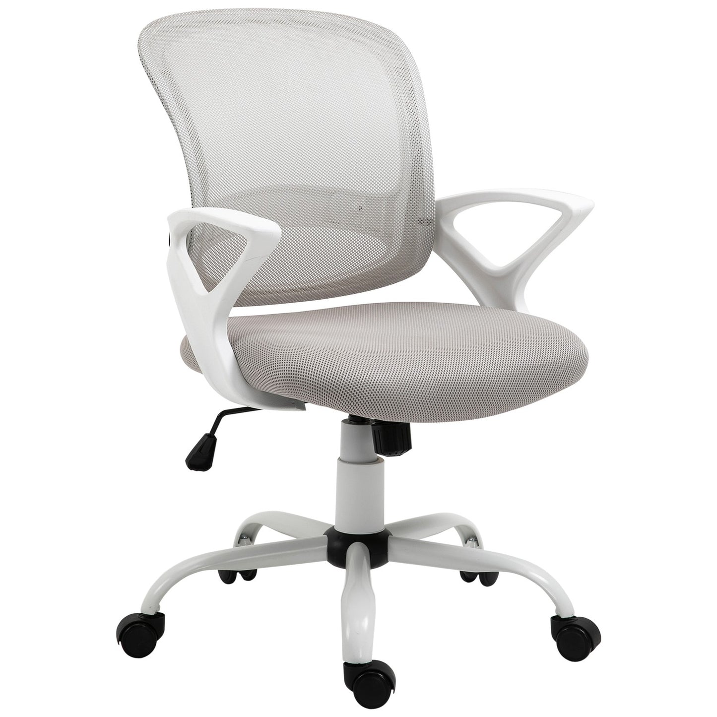 Office chair, desk chair with wheels, ergonomic, height-adjustable, grey
