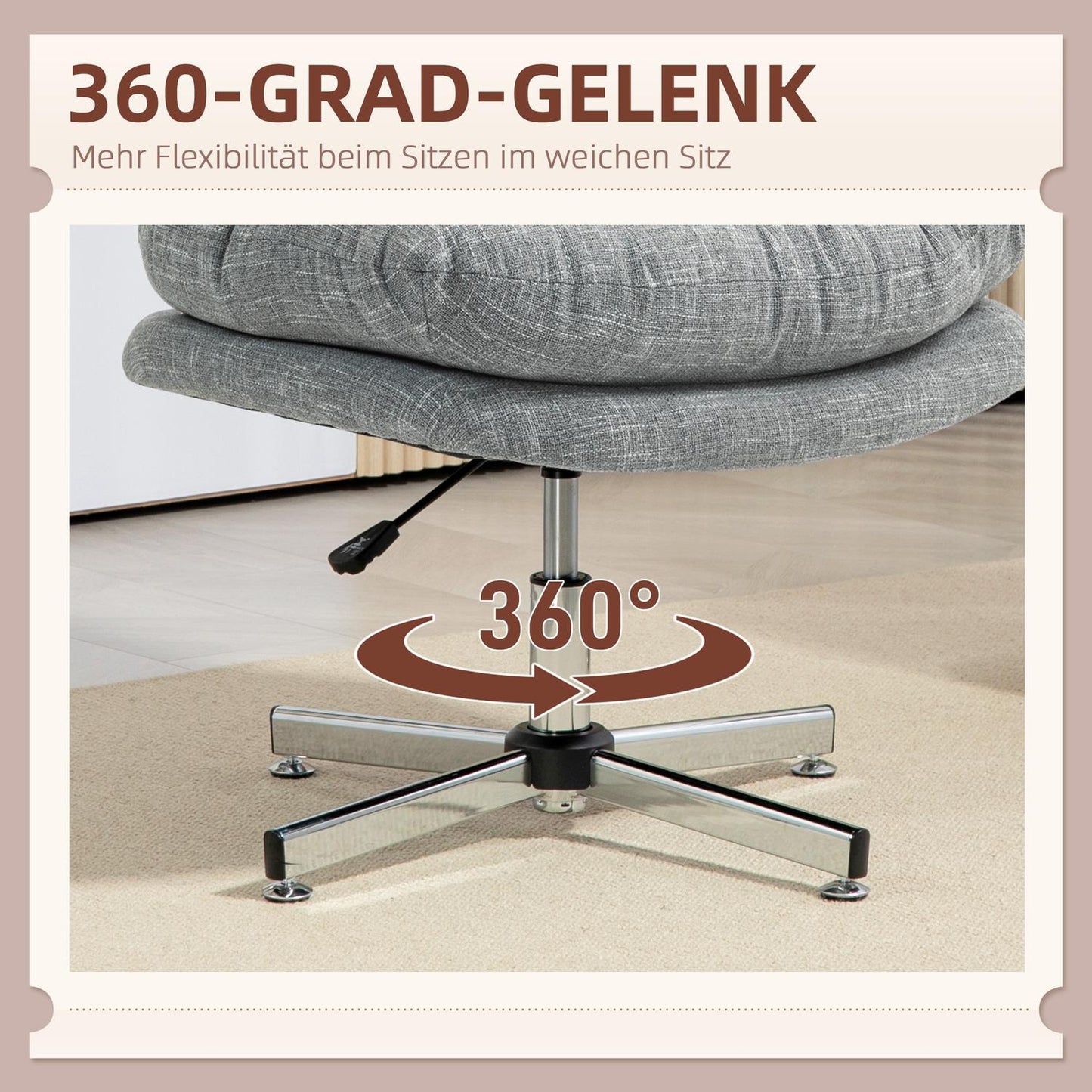 Ergonomic office chair, height adjustable, gray linen