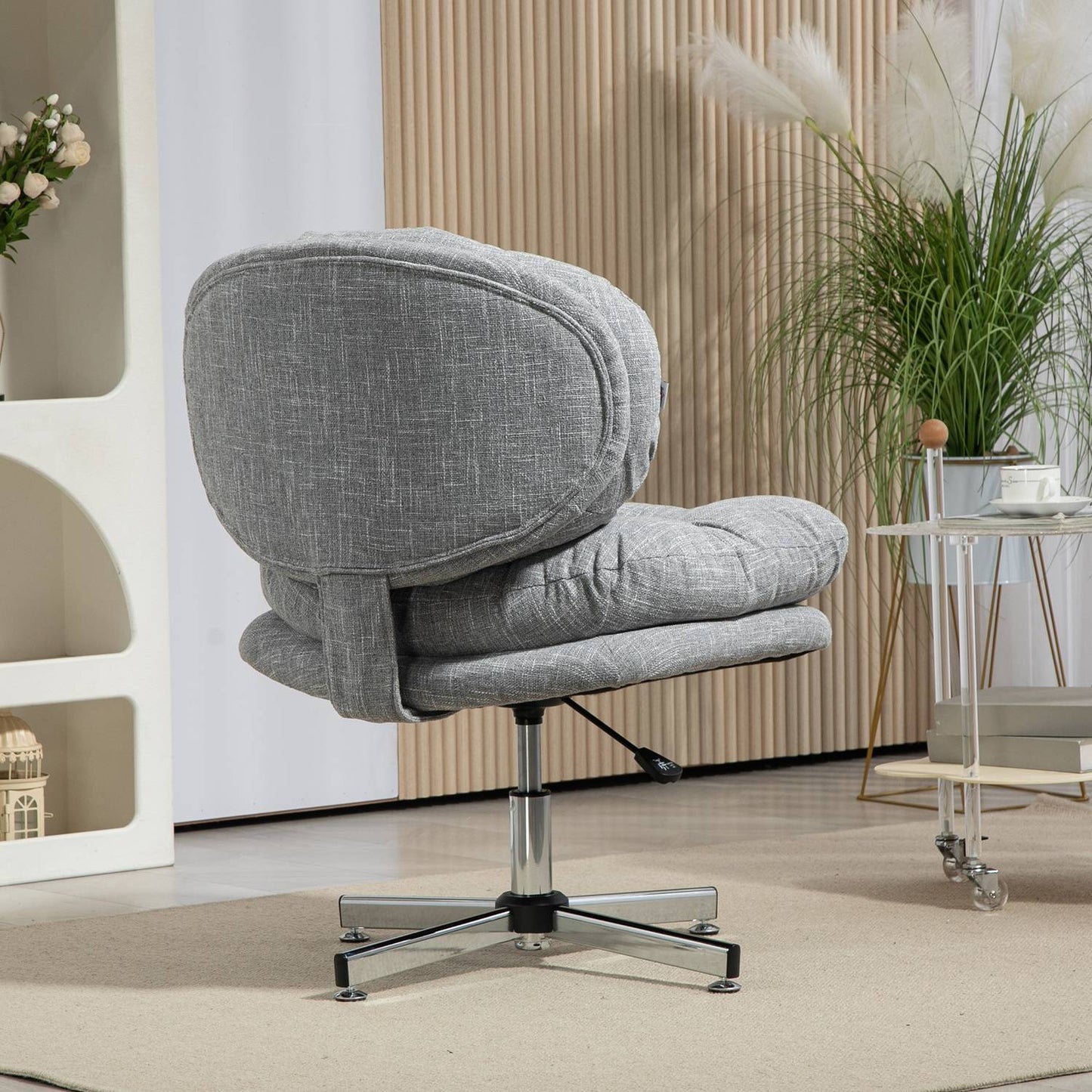 Ergonomic office chair, height adjustable, gray linen