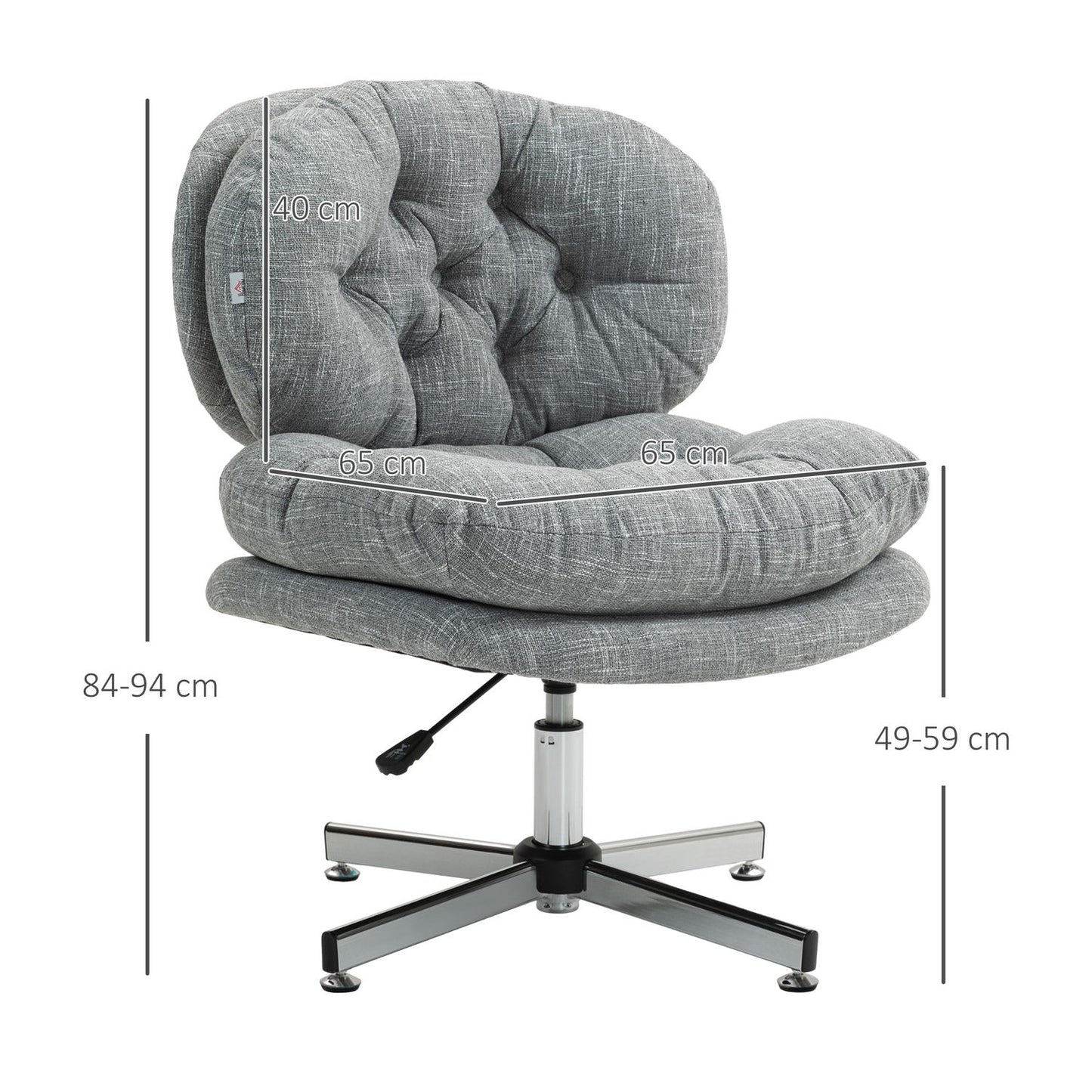 Ergonomic office chair, height adjustable, gray linen